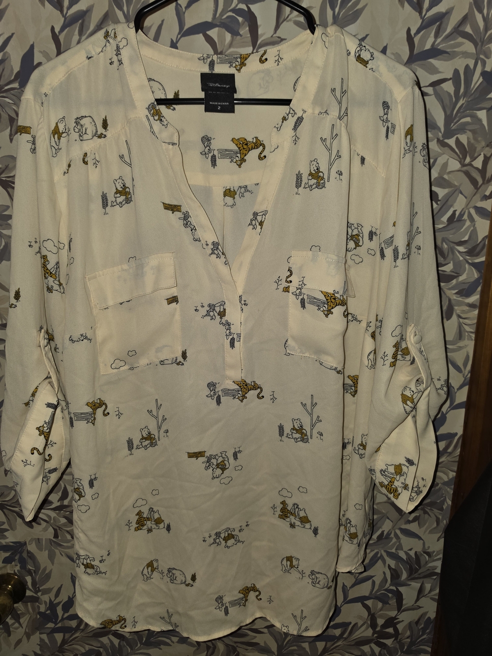 Torrid/Disney Cream Blouse with Yellow Tiger & Winnie The Pooh